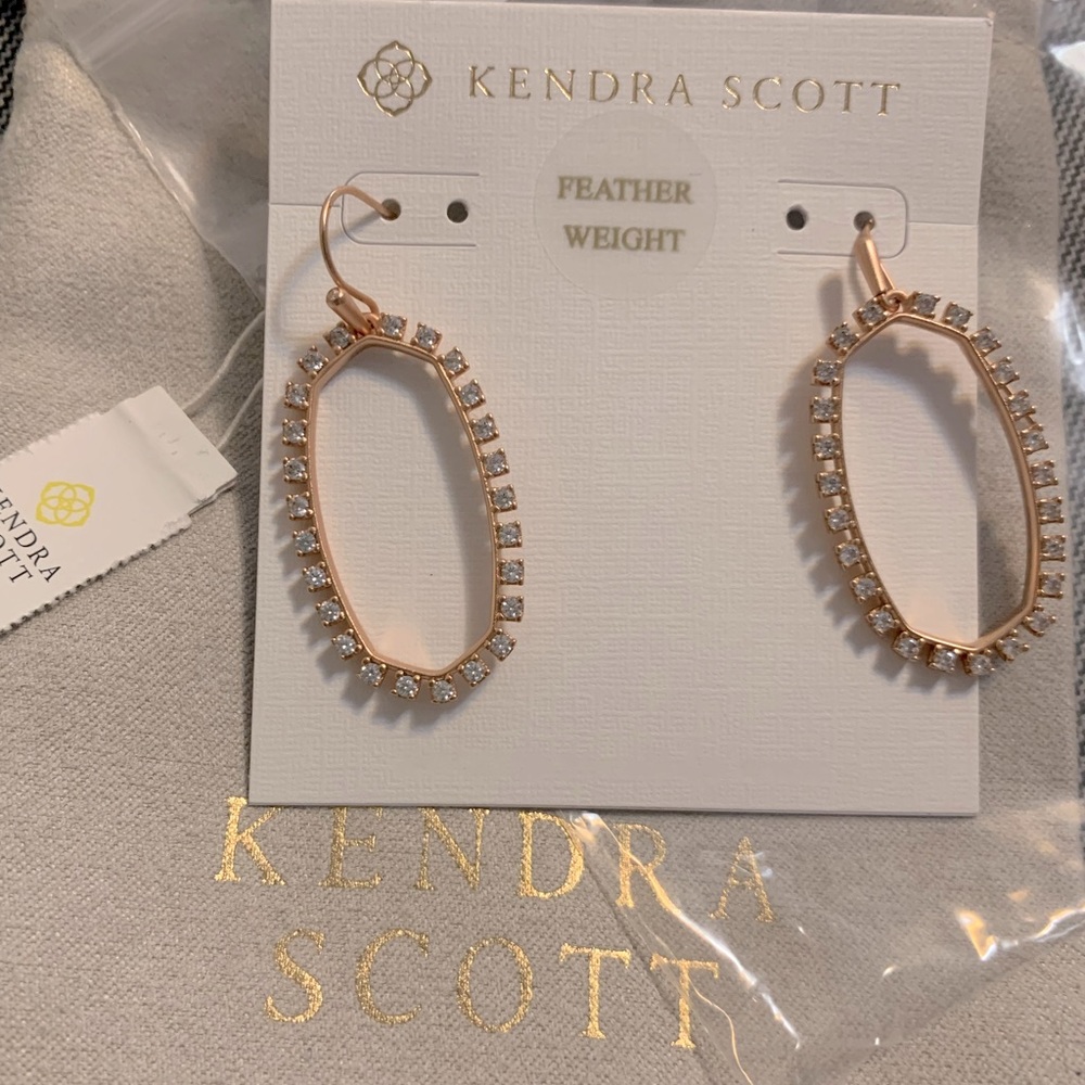 Kendra Scott Rose Gold Elle Open Frame Feather Weight Earrings